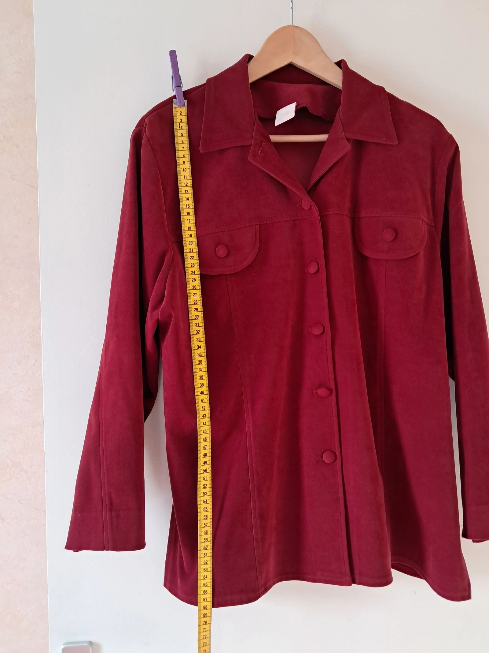 Camisa grossa 38 40 vermelha escura França vintage outono inverno quase nova – photo 5